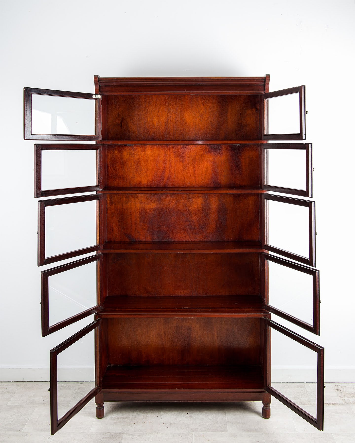 Antique Minty Of Oxford Mahogany Stacking Bookcase With Glazed Doors
