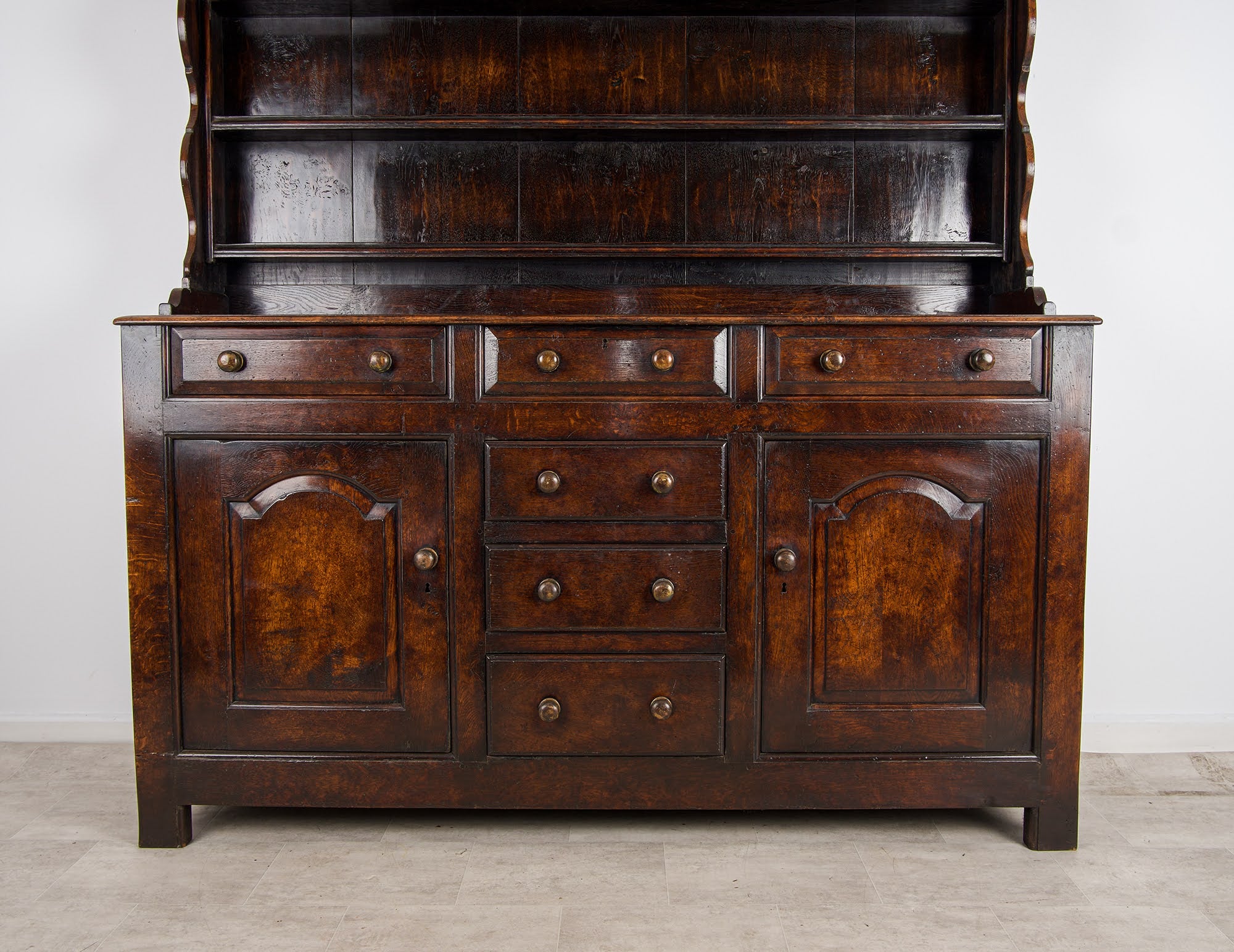 Antique Edwardian Oak Farmhouse Dresser Base Section with Drawers and Cupboards - Hawkins Antiques