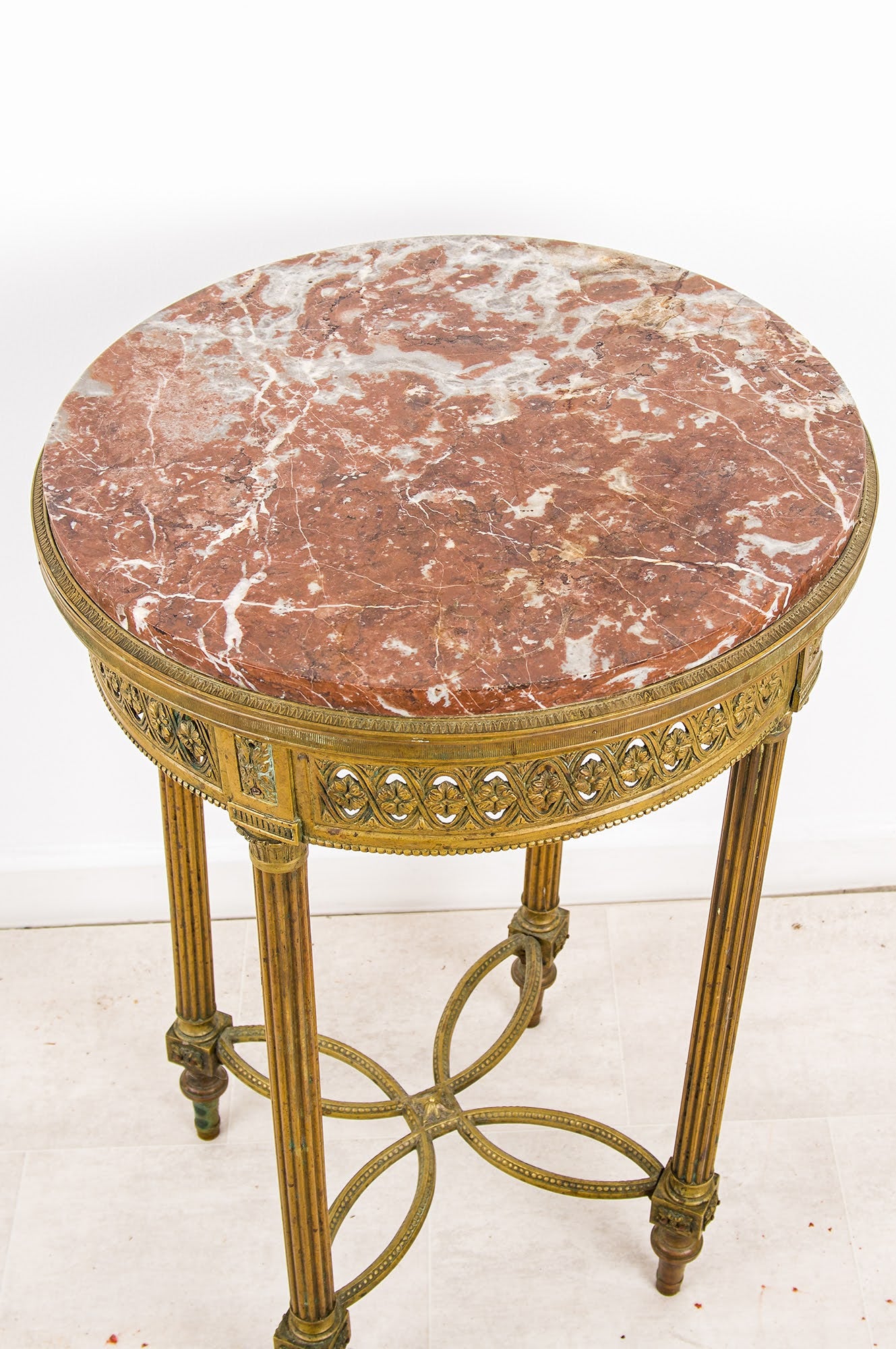 Antique French Ormolu Guéridon Table Rouge Royale Marble Top