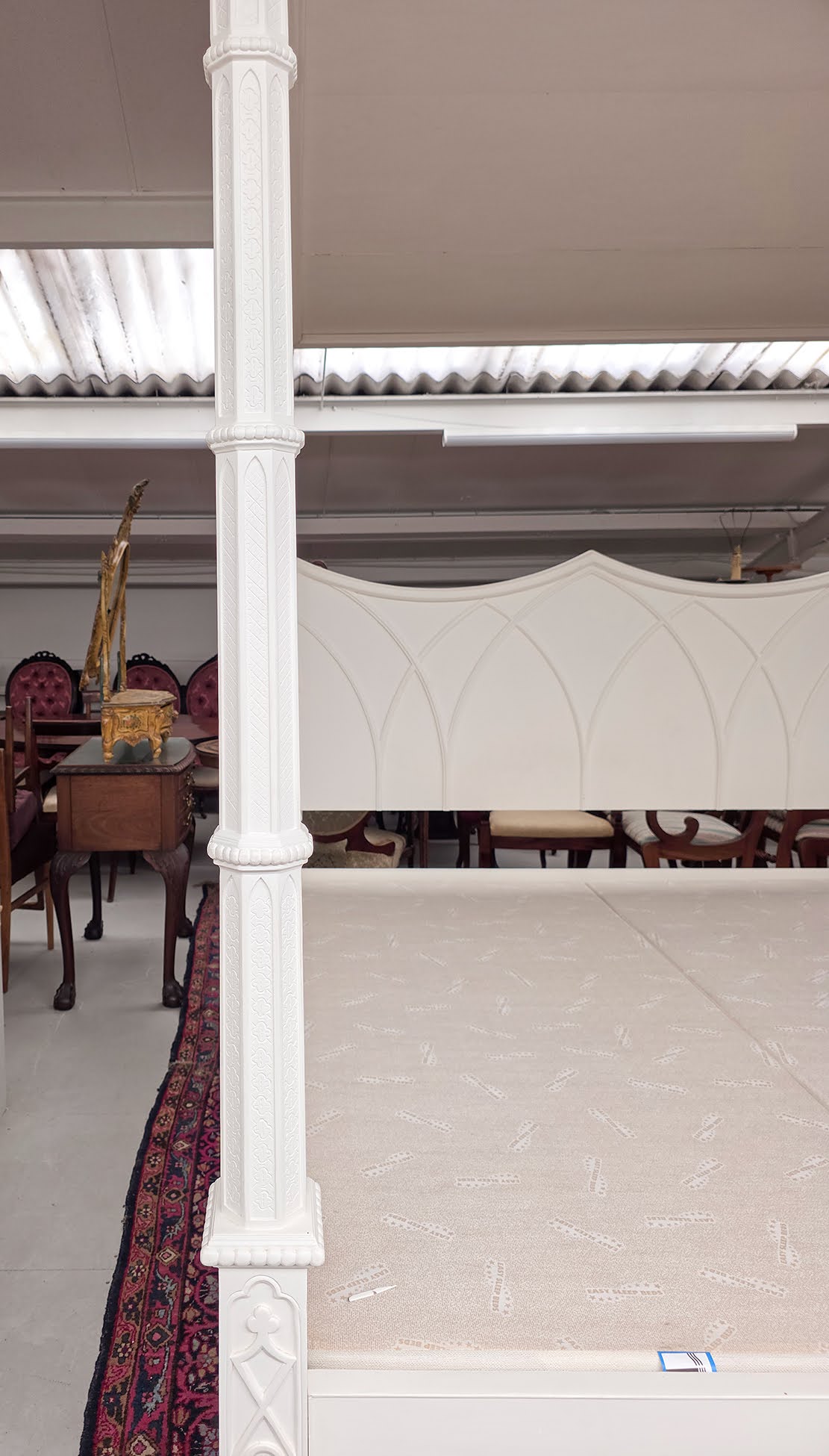 Vintage Gothic Style Painted Four Poster Bed