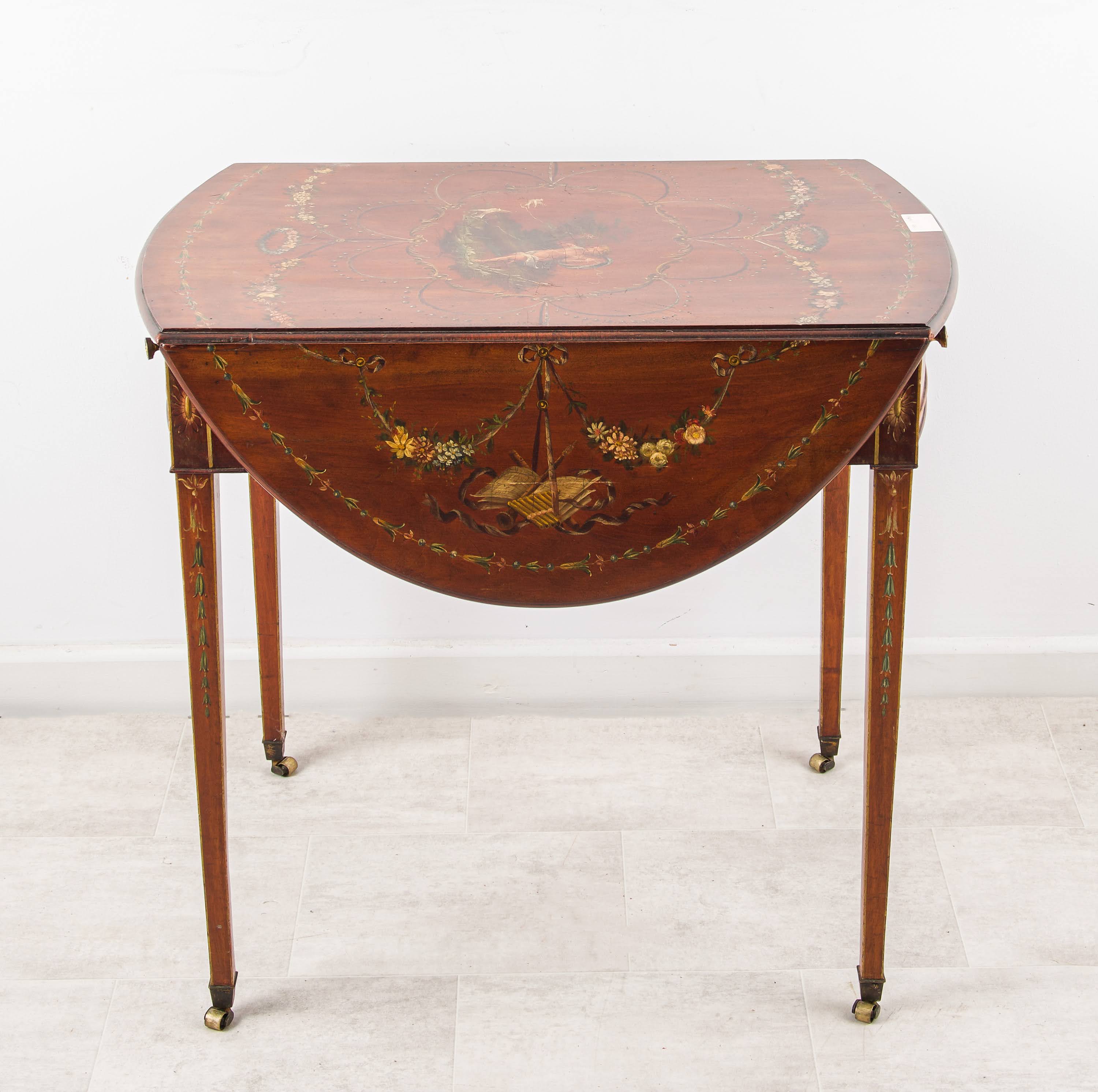 Antique 19th Century Mahogany Painted Pembroke Table with Drop Leaves