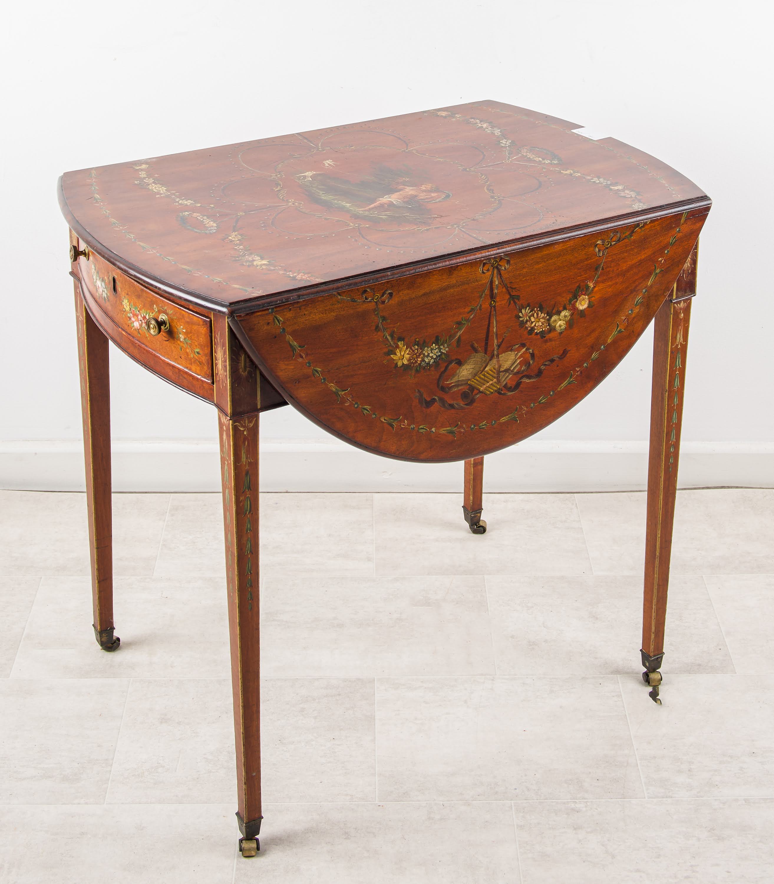 Antique 19th Century Mahogany Painted Pembroke Table with Drop Leaves
