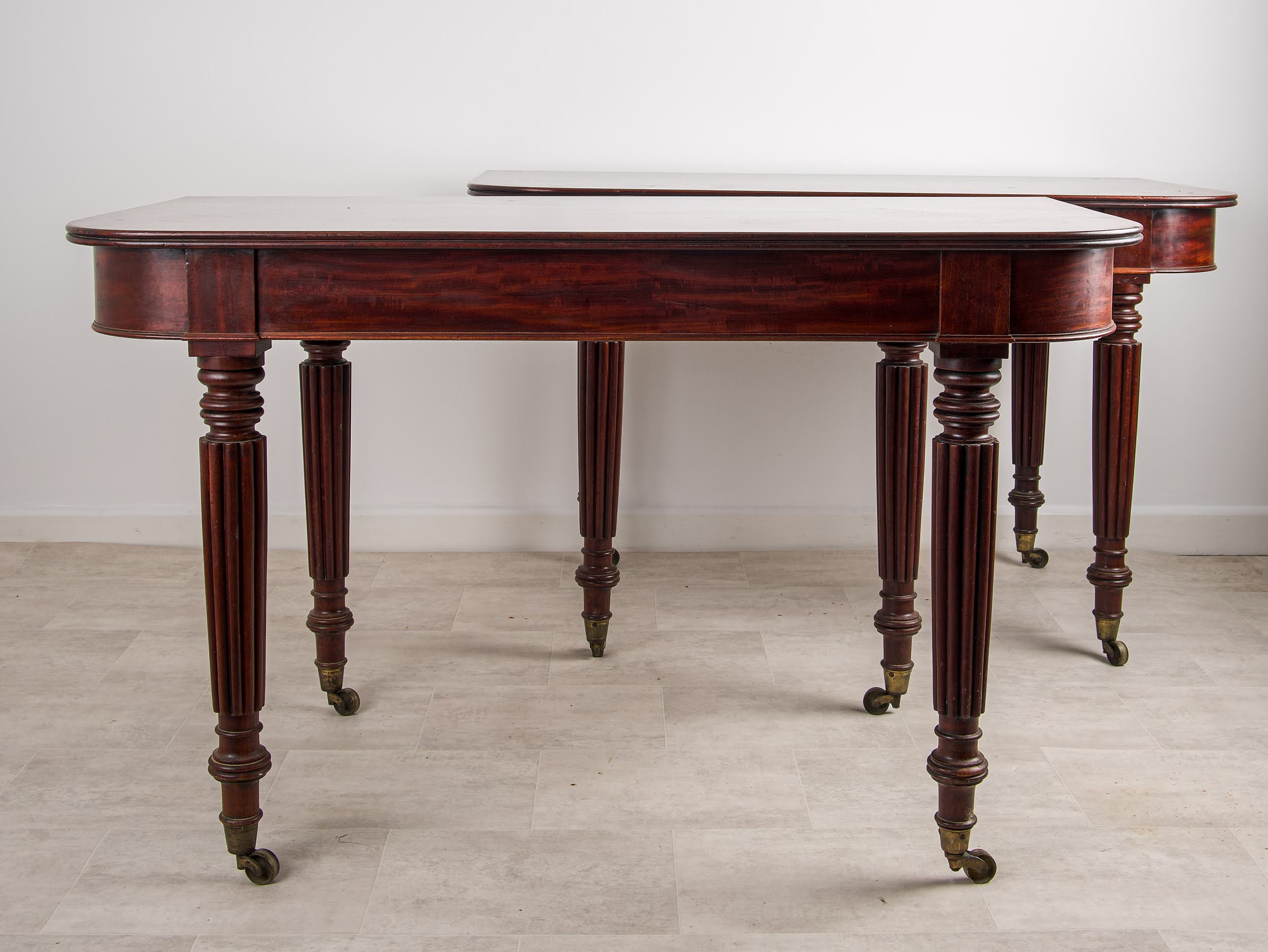 Pair of 19th Century Mahogany Demi-Lune Tables - In the Manner of Gillows