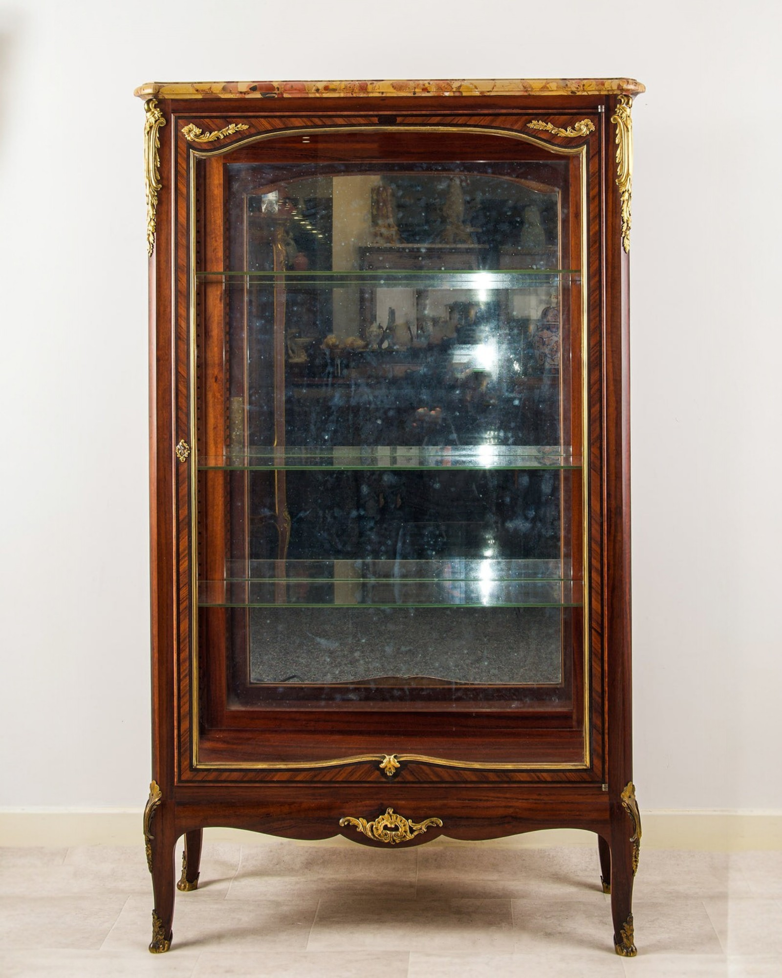 Antique French Kingwood Vitrine Cabinet by G. Durand with Marble Top, c.1900 — Hawkins Antiques, Barry, South Wales