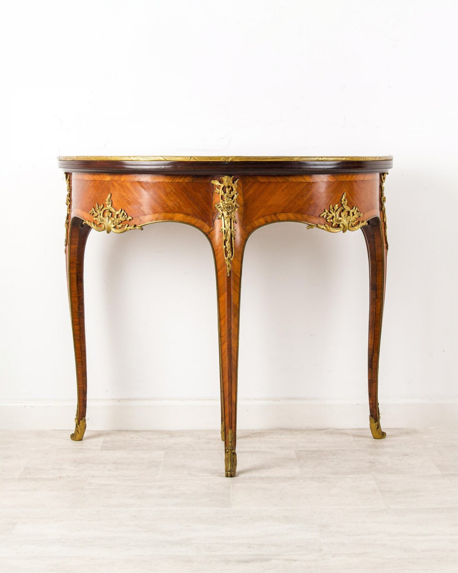 Antique French Kingwood Demi-Lune Games Table, In the Manner of Joseph-Emmanuel Zwiener — Hawkins Antiques
