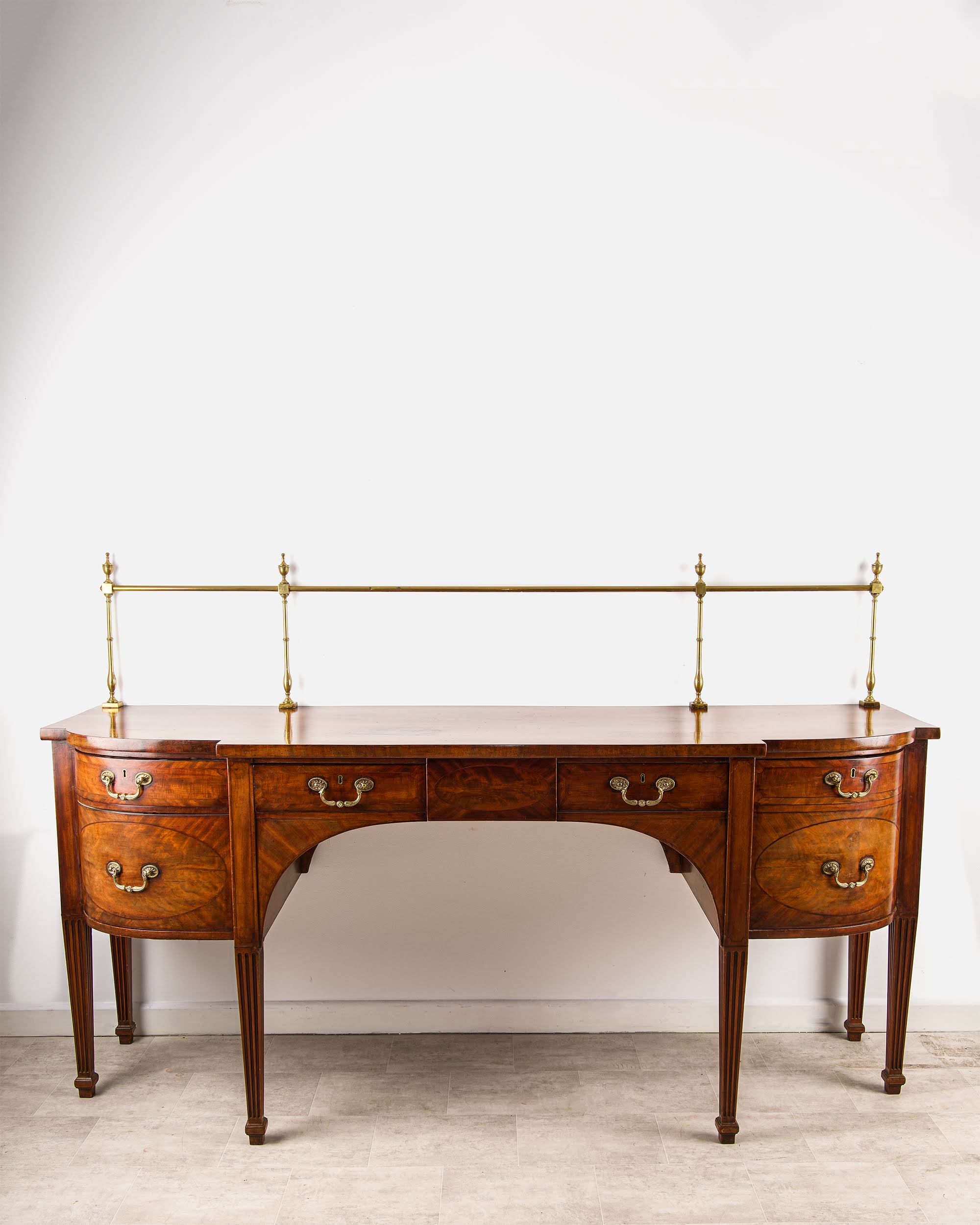Antique Georgian Mahogany Sideboard Server With Brass Gallery Rail
