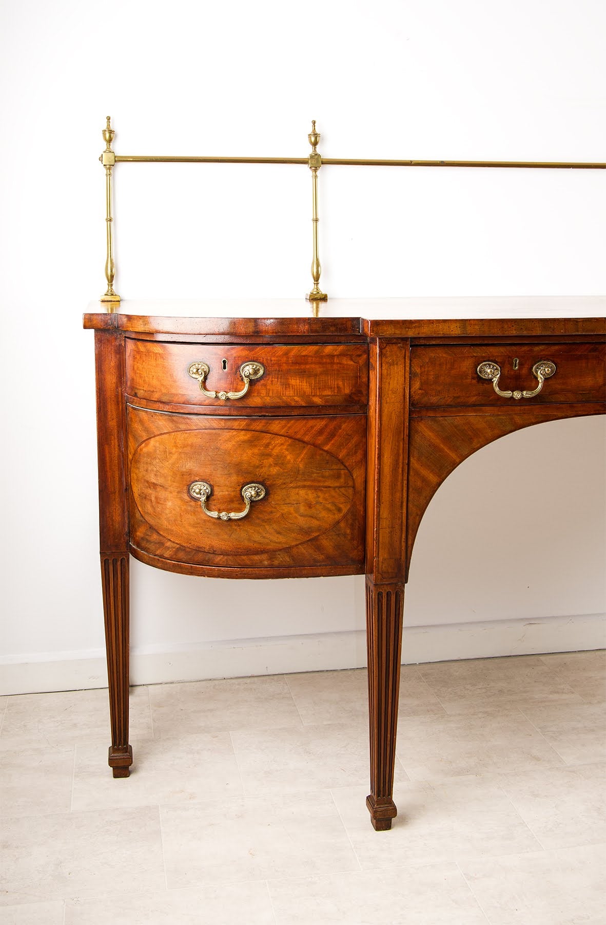 Antique Georgian Mahogany Sideboard Server With Brass Gallery Rail