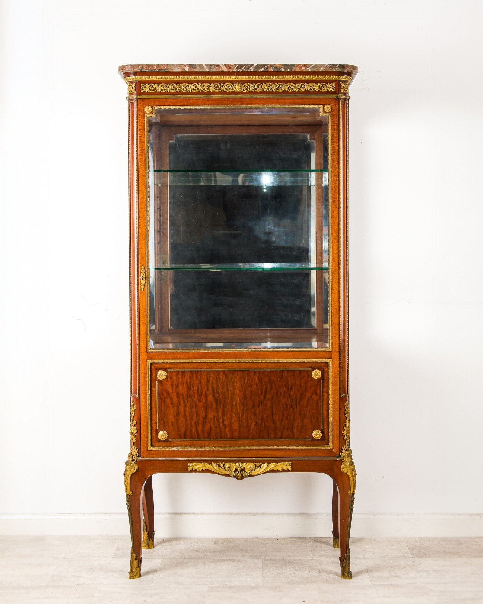 Antique French Mahogany Vitrine Cabinet Attributed to Paul Sormani - Late 19th Century
