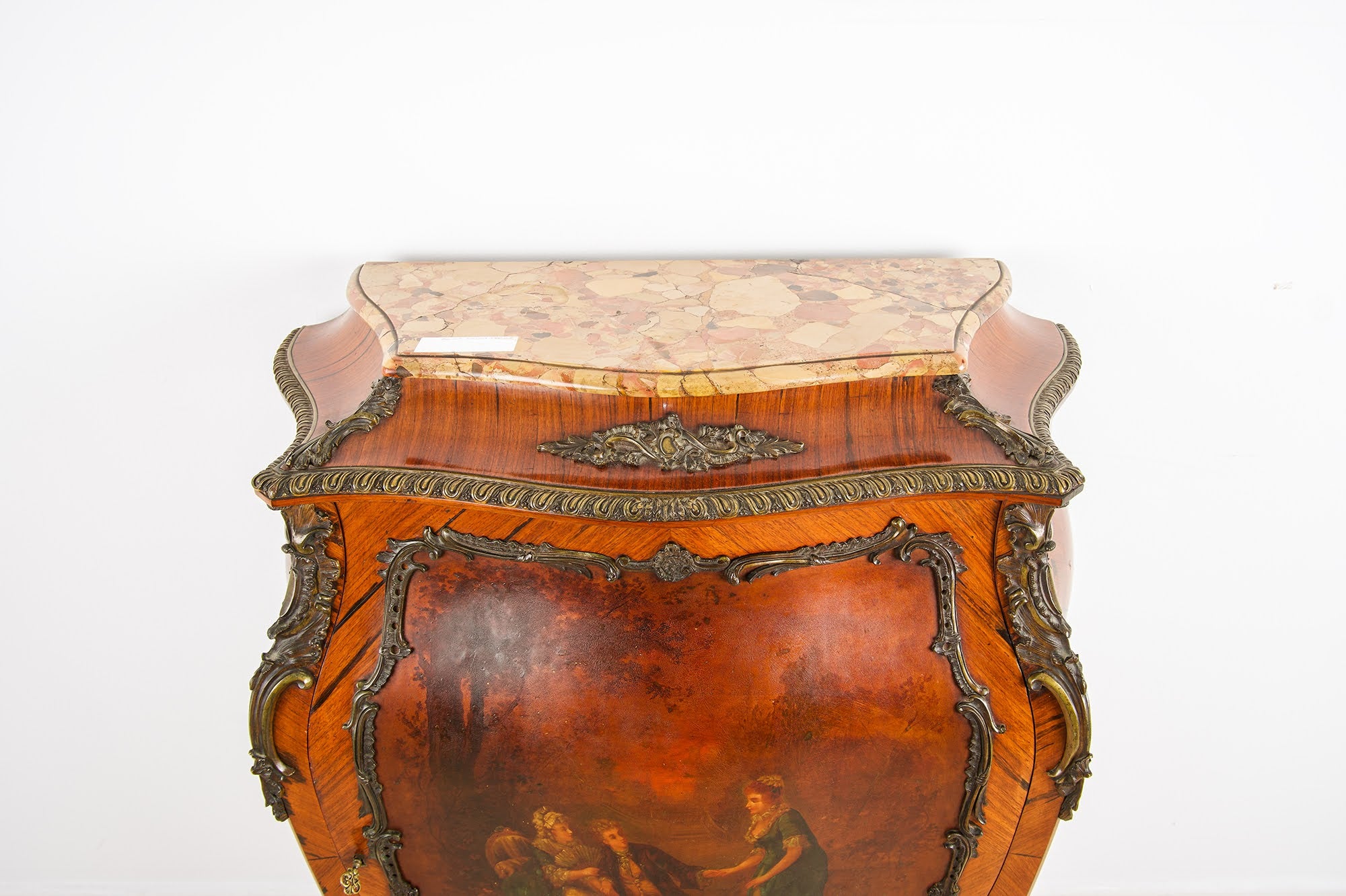 Antique French Louis XV Kingwood Vernis Martin Commode c.1880 - Bombé Form, Marble Top & Ormolu Mounts